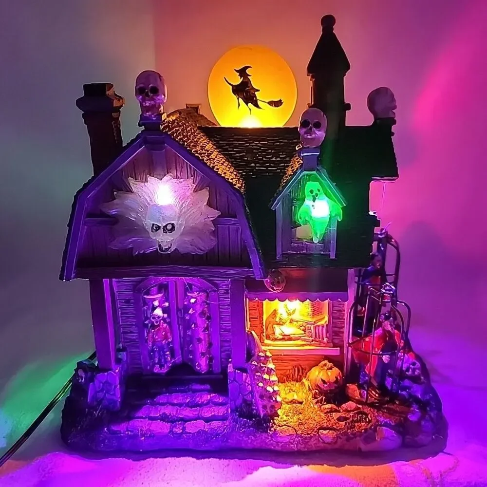 House Torture Barn Halloween Village Animated Music FG Square LED Illuminated